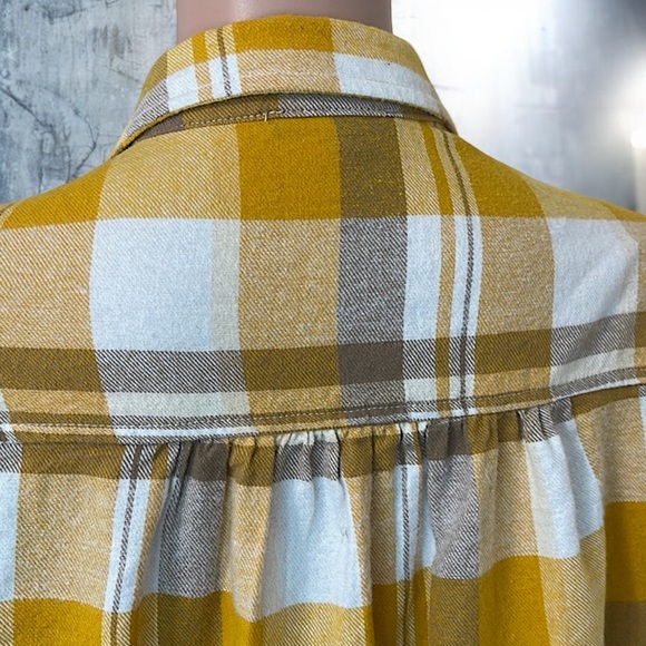 PaperMoon Mustard Flannel Plaid Oversized Button Down Shirt - Picture 10 of 16